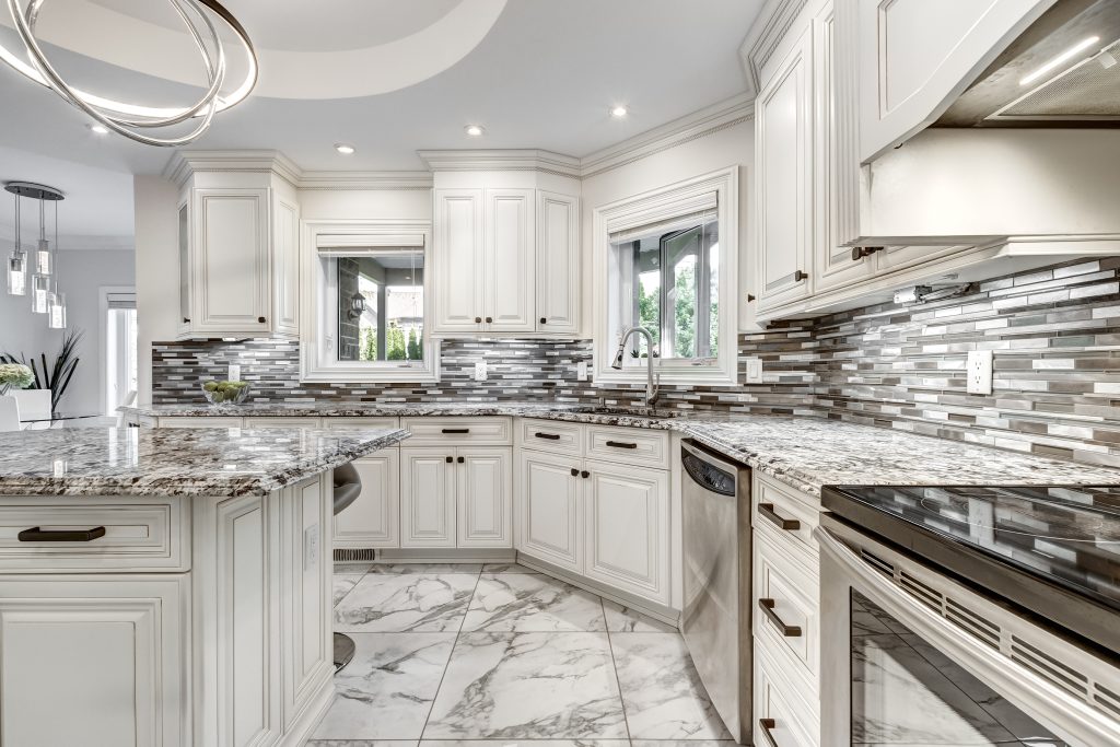 elegant modern kitchen marble mosaic design photo